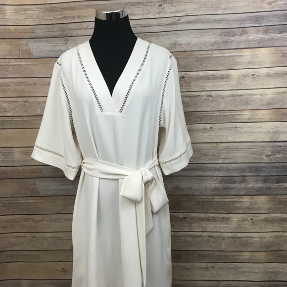 NWT Ann Taylor Kimono Dress Etched Hem v neck - Picture 4 of 8